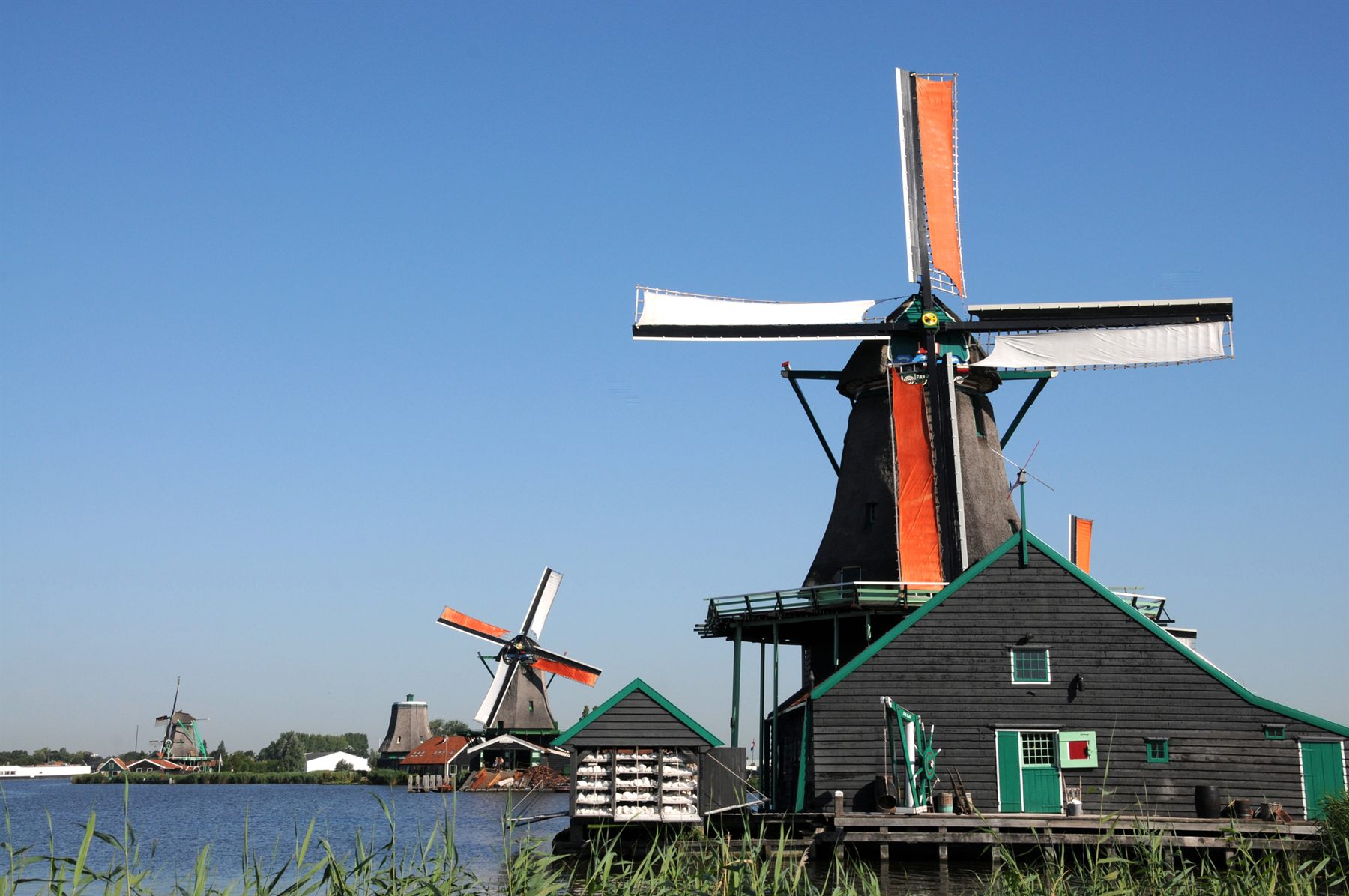 Windmills at Zaanse Schans near Amsterdam, the Netherlands